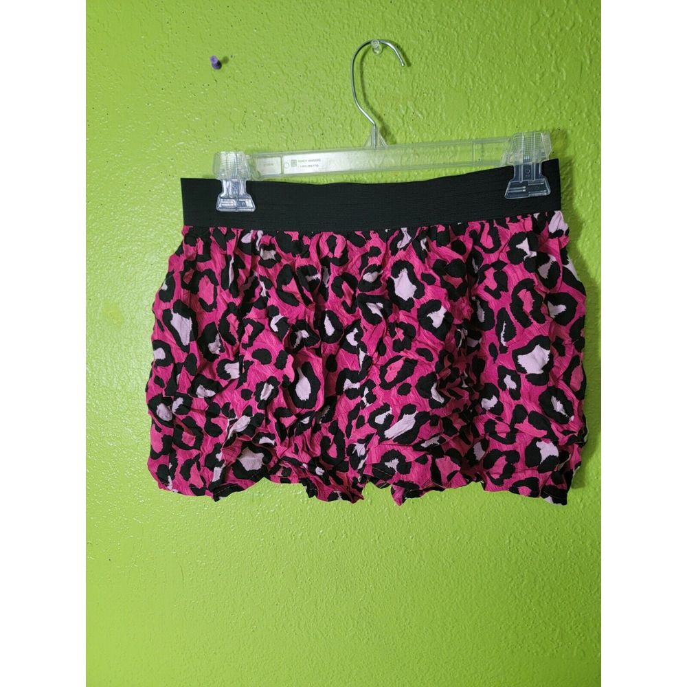 Faded Glory Skirt Large 10-12 Pink Black Leopard Print